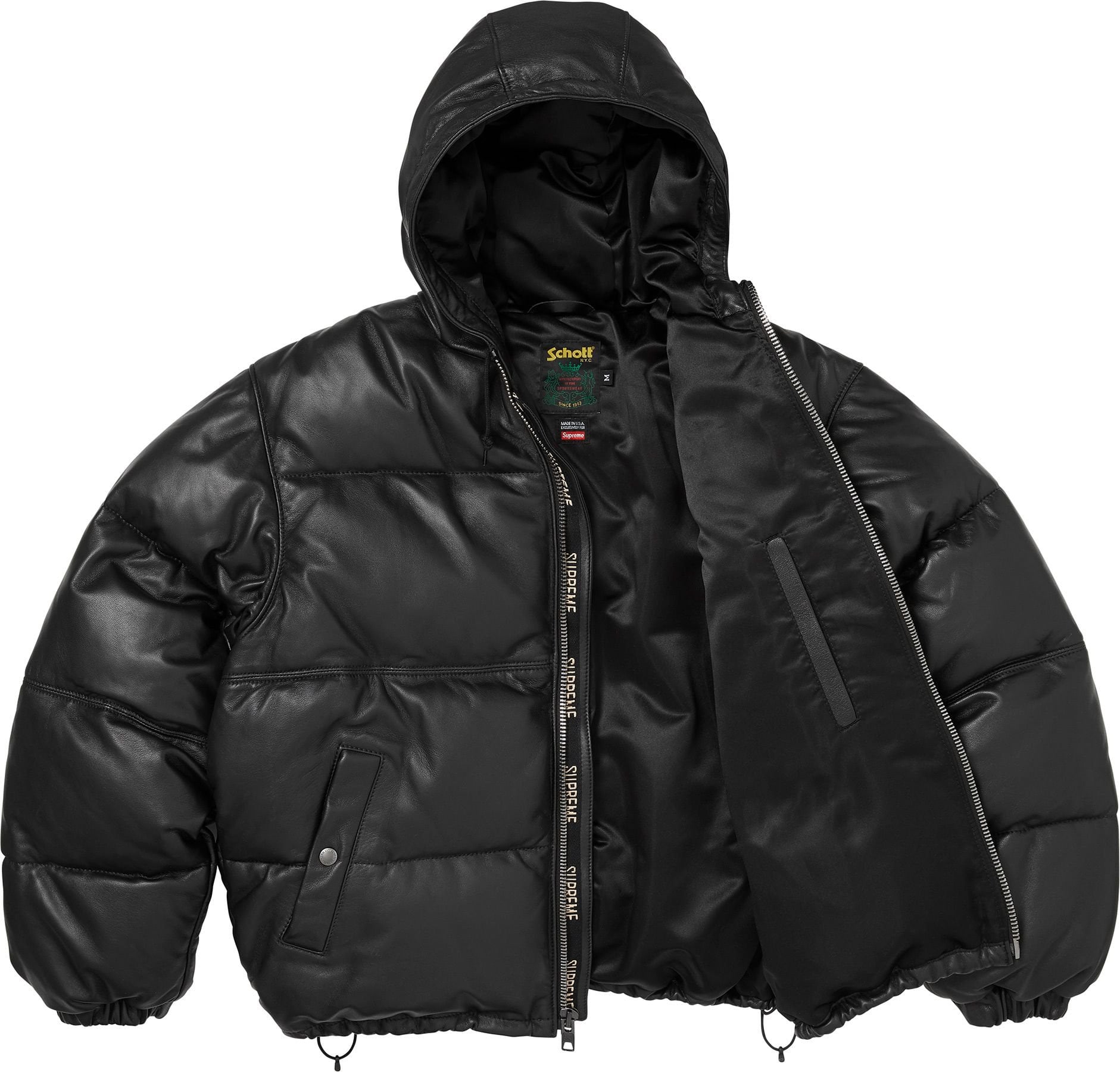 Supreme®/Schott® Leather Down Hooded Puffer Jacket view 7